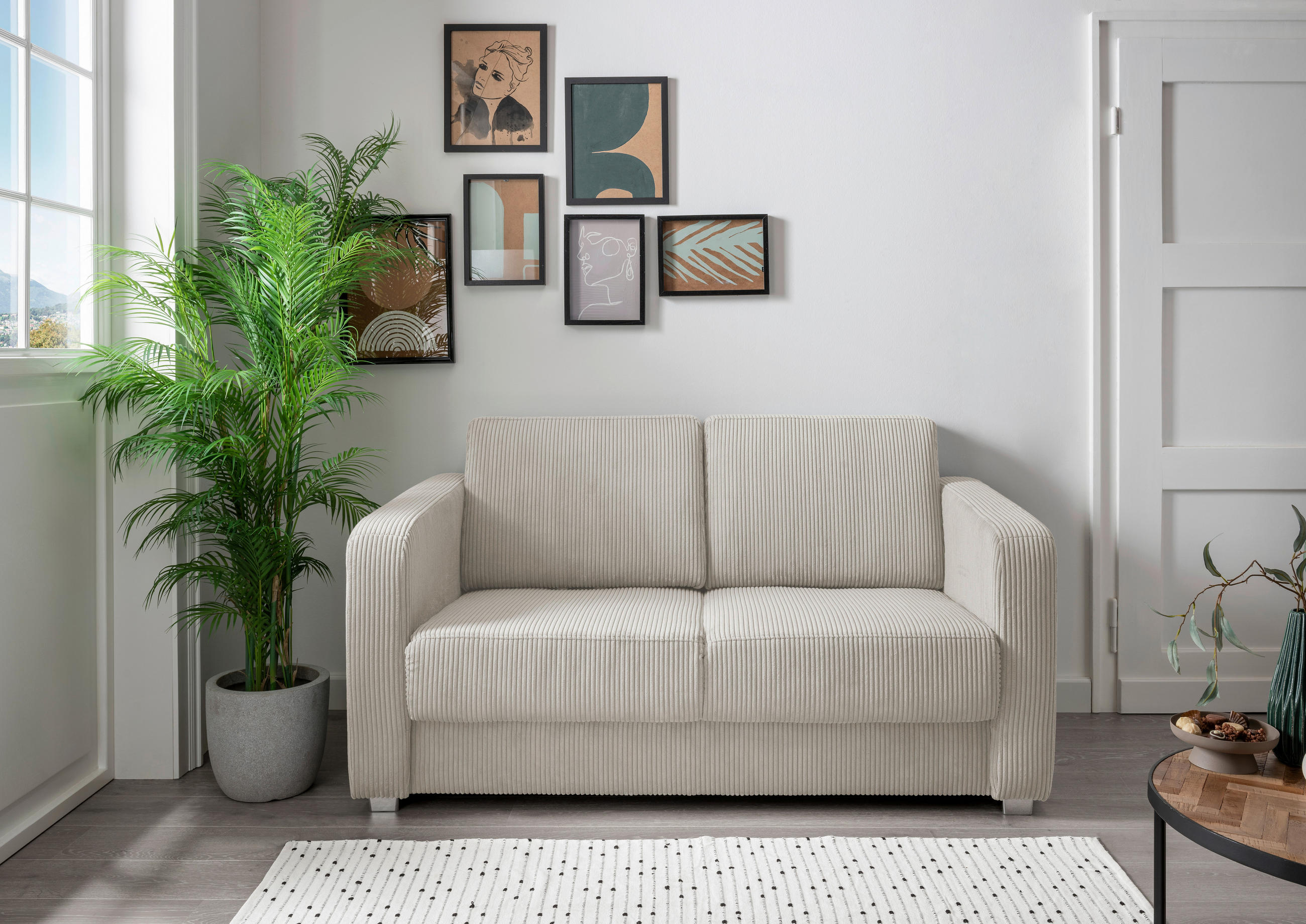 SCHLAFSOFA in Cord Beige  - Chromfarben/Beige, Basics, Kunststoff/Textil (159/88/87cm) - Livetastic