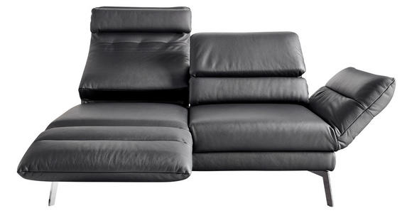 ZWEISITZER-SOFA in Echtleder Schwarz - Chromfarben/Schwarz, Design, Leder/Metall (172-226/83/96cm) - Dieter Knoll