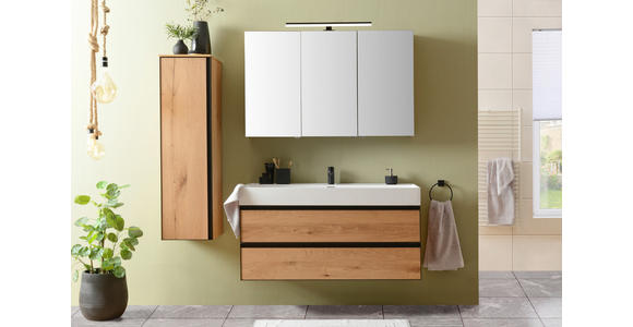 MIDISCHRANK 35/125/37 cm  - Eichefarben/Schwarz, MODERN, Glas/Holz (35/125/37cm) - Dieter Knoll