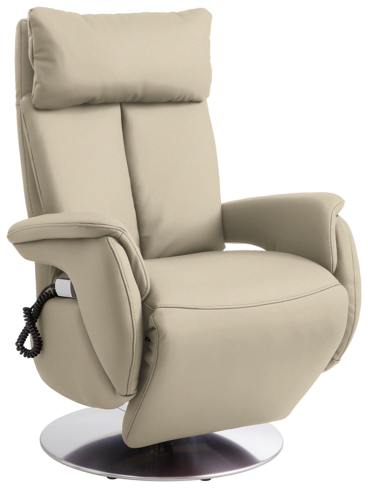 RELAXSESSEL Leder Ecru  - Ecru/Edelstahlfarben, Konventionell, Leder/Metall (78/110/81cm) - Cantus