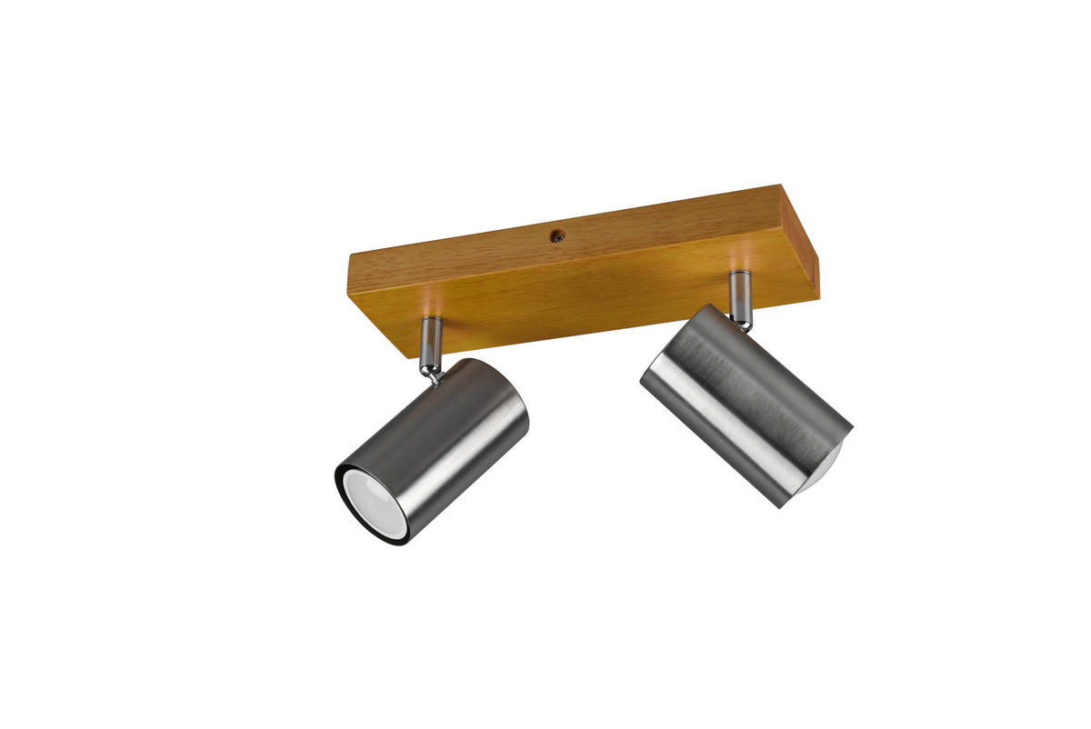 STRAHLER - Nickelfarben, Natur, Holz/Metall (26/16/9cm) - Trio Leuchten