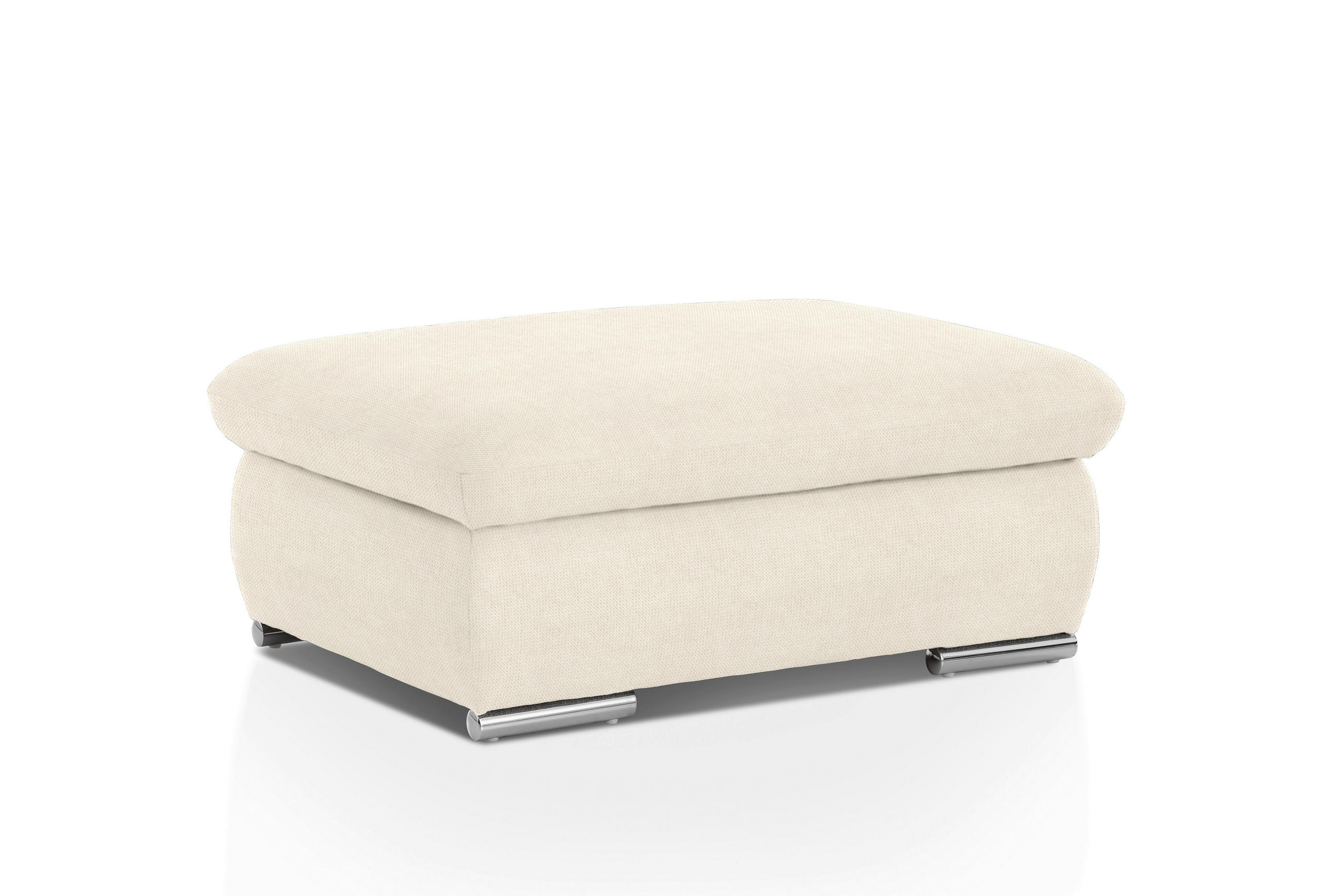 HOCKER Chenille Creme  - Chromfarben/Creme, Design, Textil/Metall (101/45/74cm) - Livetastic