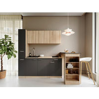 KUHINJSKI BLOK - siva/barve hrasta, Design, umetna masa/leseni material (180cm) - Respekta