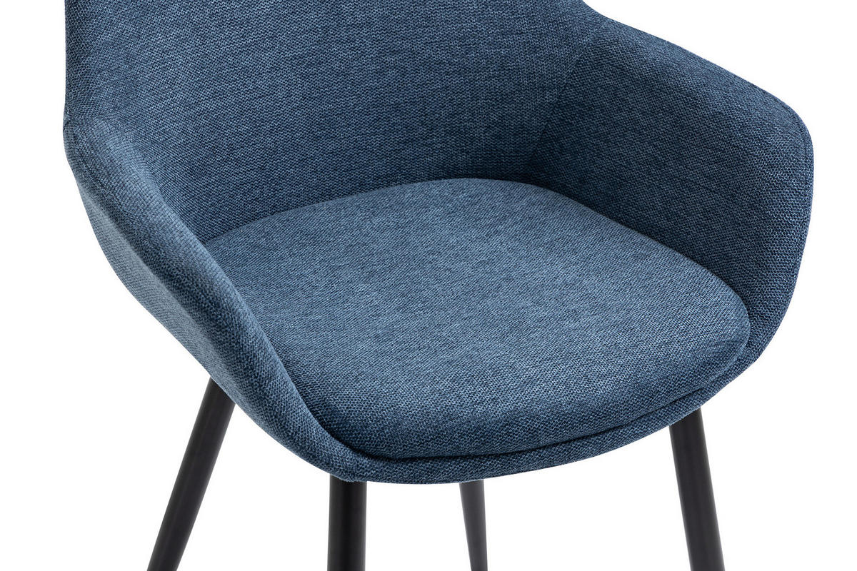 TISCHGRUPPE Dunkelblau, Walnussfarben  - Walnussfarben/Dunkelblau, MODERN, Holz/Textil (160/90/75cm) - Livetastic