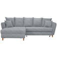 ECKSOFA in Webstoff Hellgrau   - Eichefarben/Hellgrau, KONVENTIONELL, Holz/Textil (284/162cm) - Carryhome