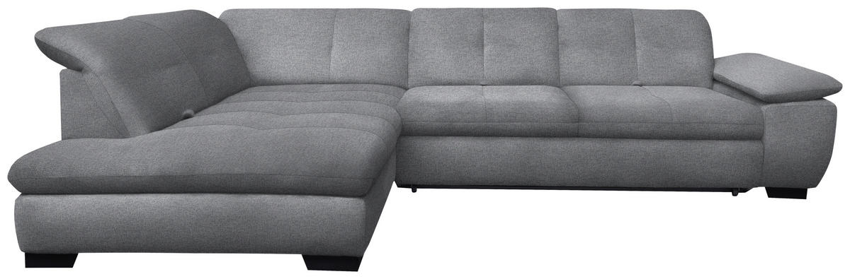 ECKSOFA in Flachgewebe Grau  - Schwarz/Grau, Design, Textil/Metall (242/313cm) - Xora