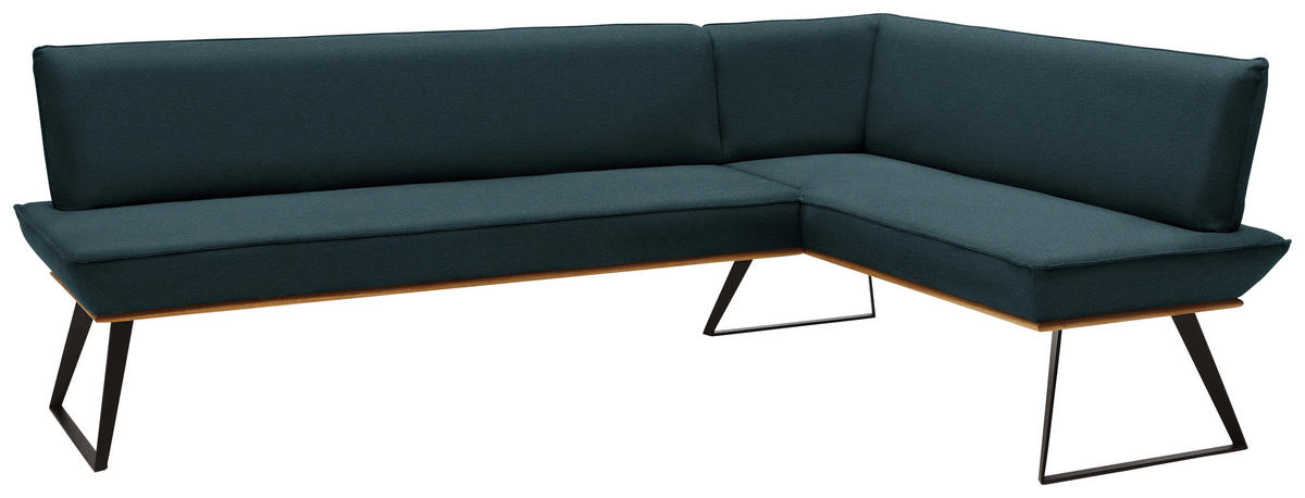 ECKBANK in Holz, Metall, Textil Schwarz, Eichefarben, Petrol  - Eichefarben/Petrol, Design, Holz/Textil (243/183cm) - Voleo