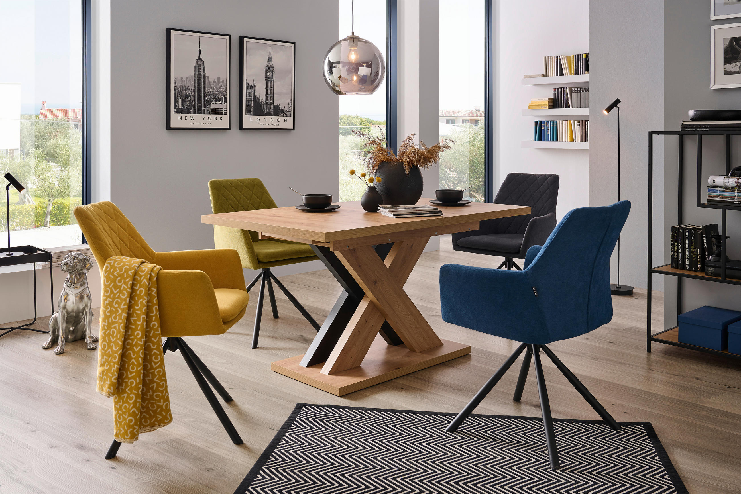 STOLIČKA S PODRÚČKAMI, železo, tkaná textília, sivá, čierna - čierna/sivá, Design, kov/textil (62/88/61cm) - Hom`in