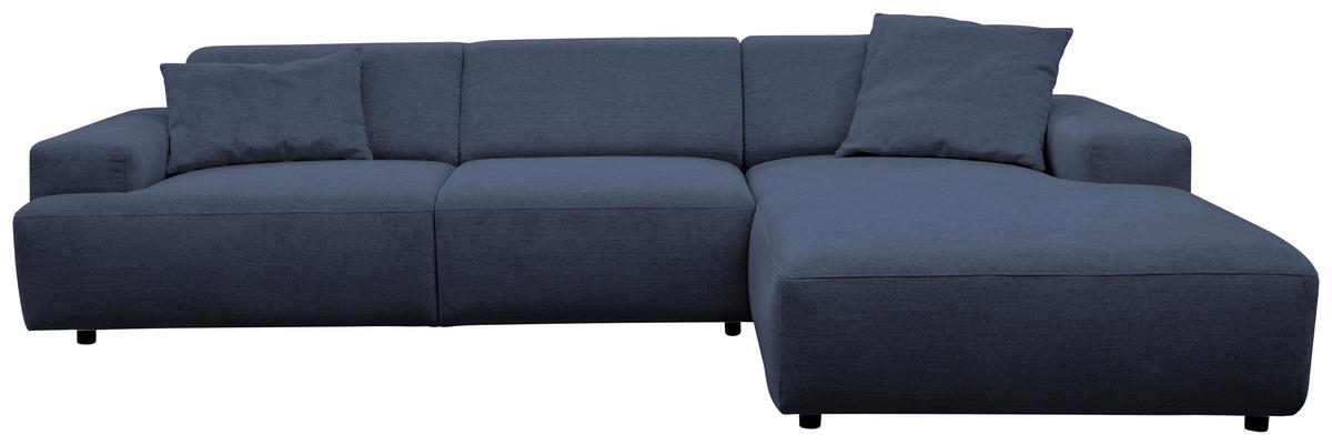 ECKSOFA 294/184 cm  in Flachgewebe Dunkelblau Rücken echt  294/184 cm  - Schwarz/Dunkelblau, KONVENTIONELL, Kunststoff/Textil (294/184cm) - Hom`in