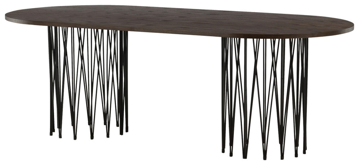 ESSTISCH furniert oval Schwarz, Dunkelbraun  - Dunkelbraun/Schwarz, Design, Holz/Metall (220/100/74cm) - Livetastic