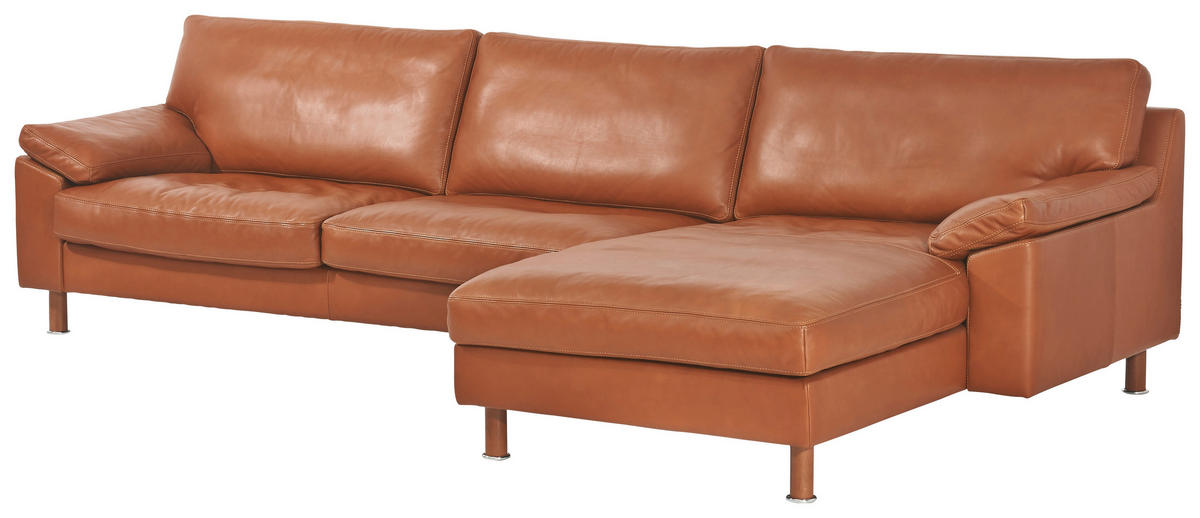ECKSOFA in Echtleder Braun  293/165 cm  - Buchefarben/Braun, KONVENTIONELL, Leder/Holz (293/165cm) - Erpo