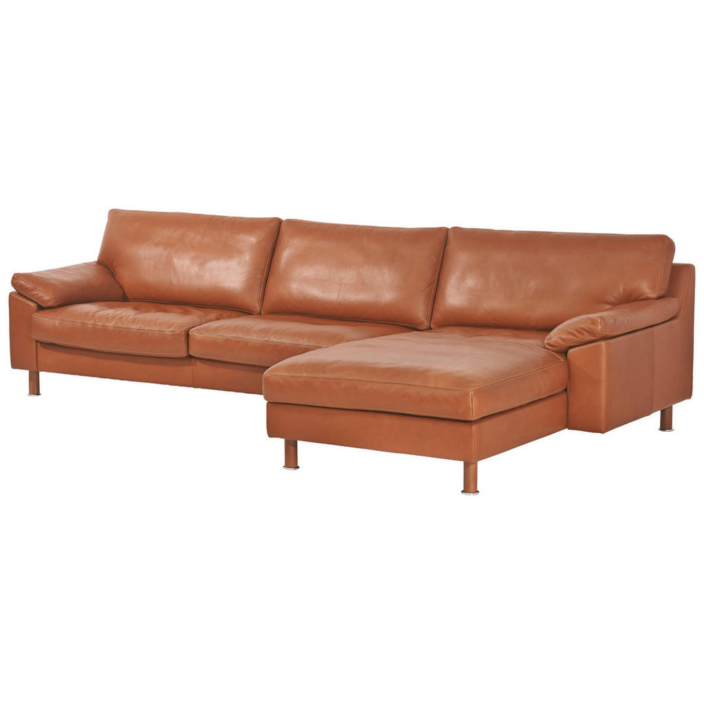 Thumbnail - Erpo Ecksofa, Braun, Leder, Echtleder, Anilinleder,Anilinleder, Buche, 3-Sitzer, Ottomane rechts, L-Form, 293x165 cm, Ty...