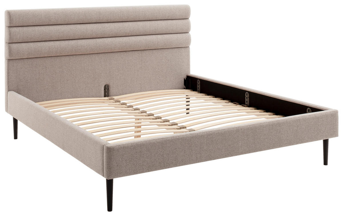 POLSTERBETT 180/200 cm  in Beige  - Beige/Schwarz, MODERN, Textil (180/200cm) - MID.YOU