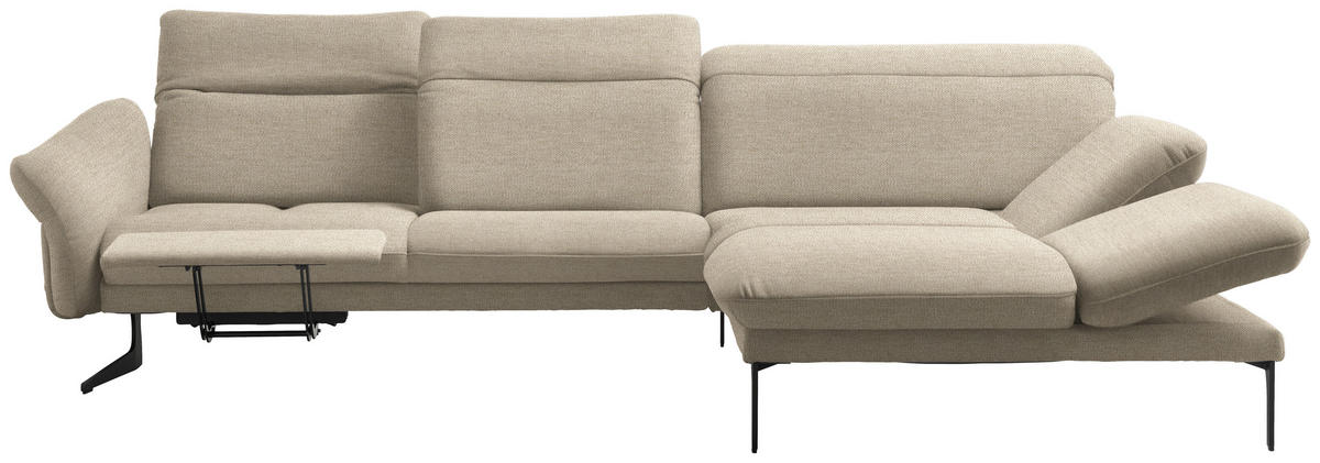 ECKSOFA in Webstoff Beige  - Anthrazit/Beige, Design, Textil/Metall (299/203cm) - Himolla