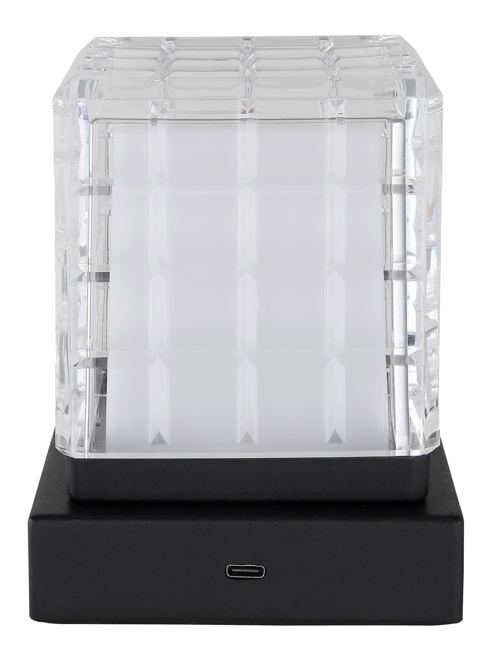 AKKU-TISCHLEUCHTE - Klar/Schwarz, Trend, Kunststoff/Metall (10/10/10cm) - Globo