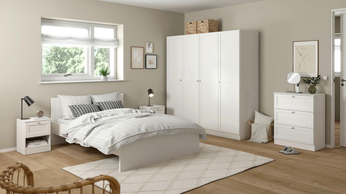 NACHTSCHRANK 40,2/51,2/36 cm  - Silberfarben/Weiß, MODERN, Holzwerkstoff/Metall (40,2/51,2/36cm) - MID.YOU