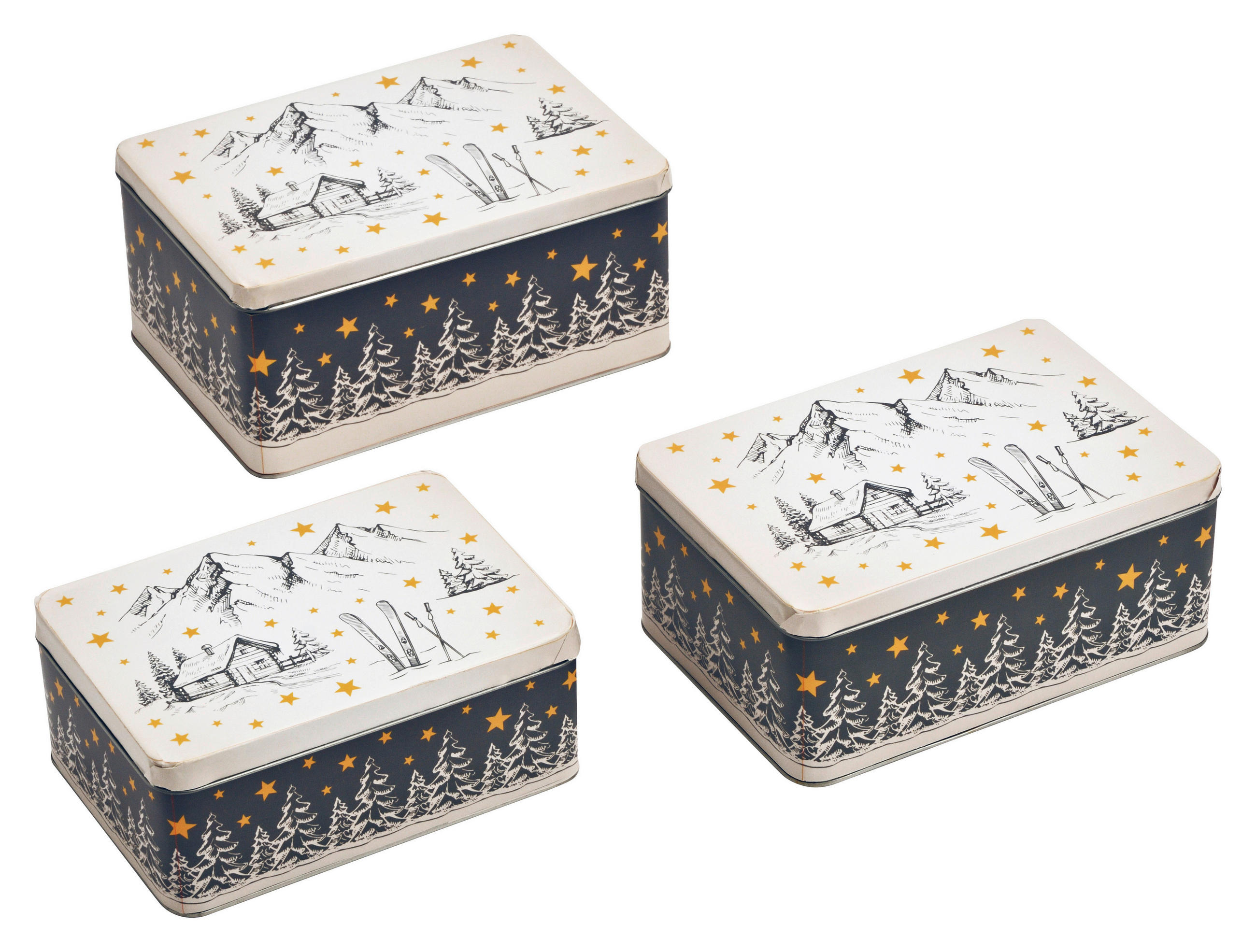 KEKSDOSENSET 3-teilig  - Multicolor, Basics, Metall (21,0/15,0/9,0cm) - X-Mas