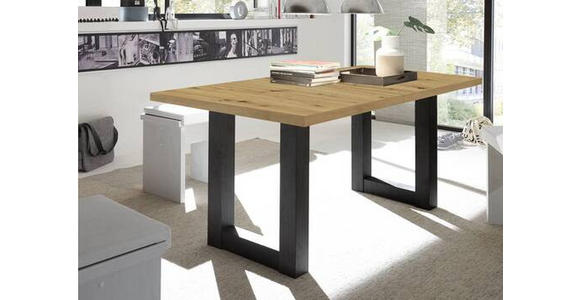 ESSTISCH in Holzwerkstoff 200/100/75 cm - Eichefarben/Schwarz, KONVENTIONELL, Holzwerkstoff (200/100/75cm) - Hom`in
