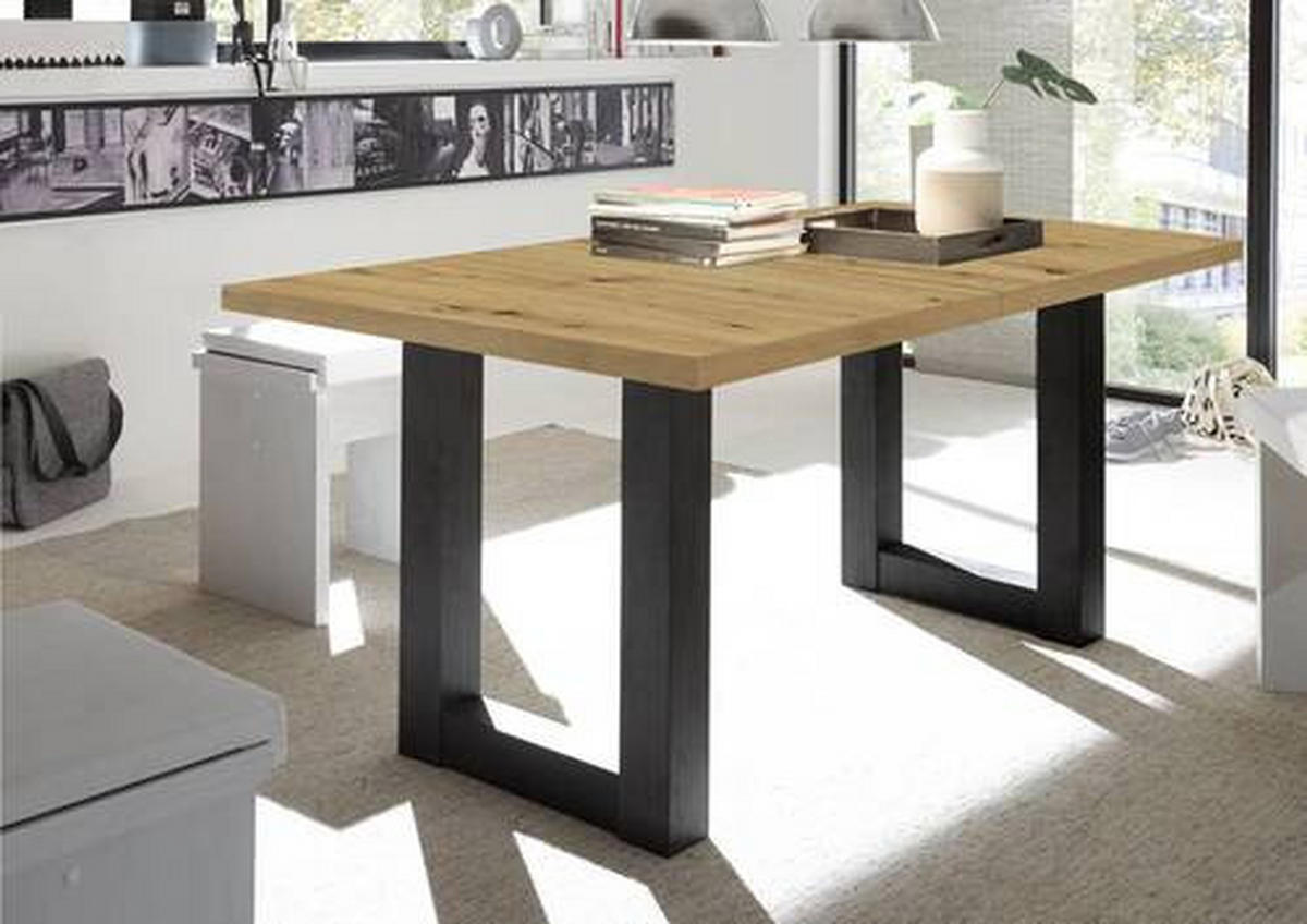 ESSTISCH in Holzwerkstoff 200/100/75 cm  - Eichefarben/Schwarz, KONVENTIONELL, Holzwerkstoff (200/100/75cm) - Hom`in