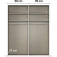 SCHWEBETÜRENSCHRANK 180/223/68 cm 2-türig Weiß, Eichefarben, Chromfarben  - Chromfarben/Eichefarben, Design, Glas/Holz (180/223/68cm) - Novel