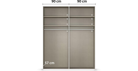 SCHWEBETÜRENSCHRANK 180/223/68 cm 2-türig Weiß, Eichefarben, Chromfarben  - Chromfarben/Eichefarben, Design, Glas/Holz (180/223/68cm) - Novel