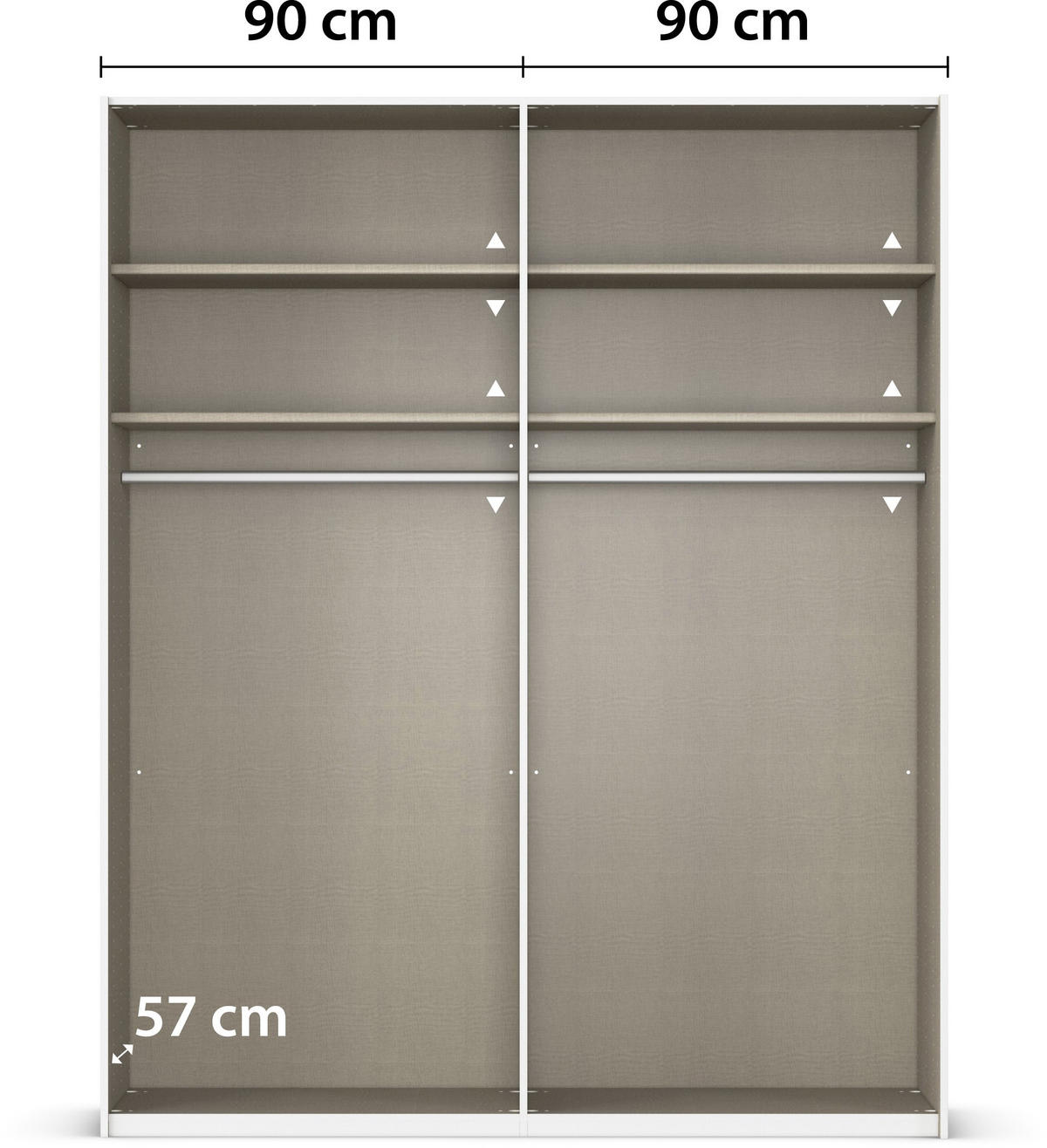 SCHWEBETÜRENSCHRANK 180/223/68 cm 2-türig Weiß, Eichefarben, Chromfarben  - Chromfarben/Eichefarben, Design, Glas/Holz (180/223/68cm) - Novel