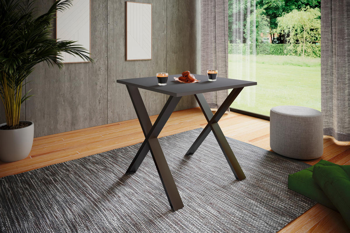 SCHREIBTISCH 80/80/76 cm  in Anthrazit, Schwarz  - Anthrazit/Silberfarben, Design, Holzwerkstoff/Metall (80/80/76cm) - MID.YOU
