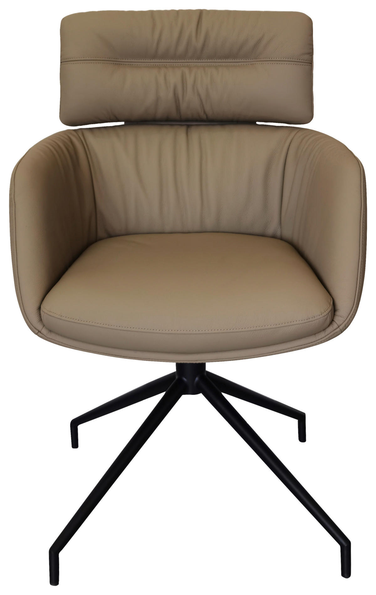 ARMLEHNSTUHL  in Eisen Echtleder pigmentiert  - Taupe/Schwarz, Design, Leder/Metall (62/92/66cm) - Dieter Knoll