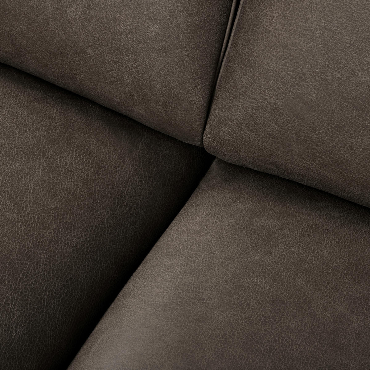 3,5-SITZER SPRING Echtleder Fango  - Fango/Schwarzchrom, Design, Leder/Metall (207/85/92cm) - Livetastic