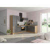 ECKKÜCHE 270/200 cm  in Anthrazit, Eichefarben  - Edelstahlfarben/Eichefarben, Basics, Holzwerkstoff/Metall (270/200cm) - Optifit