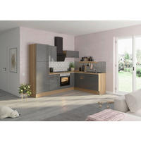 ECKKÜCHE 270/200 cm  in Anthrazit, Eichefarben  - Edelstahlfarben/Eichefarben, Basics, Holzwerkstoff/Metall (270/200cm) - Optifit