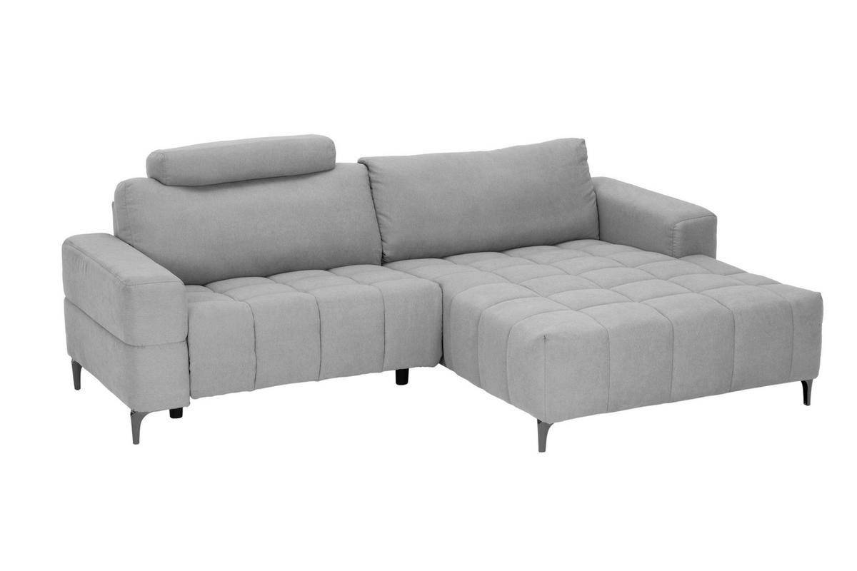 ECKSOFA Hellgrau Mikrofaser  - Silberfarben/Hellgrau, Design, Textil/Metall (242/161cm) - Livetastic