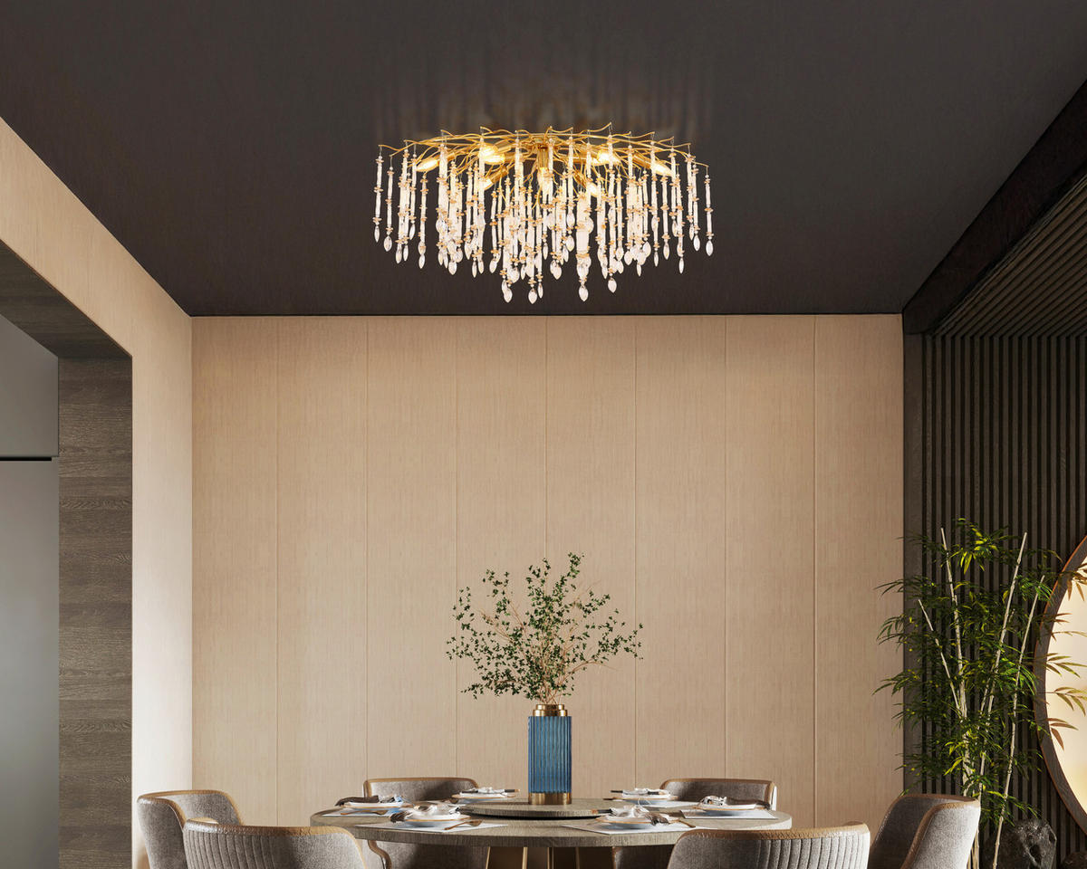 DECKENLEUCHTE    100/55/48 cm  - Klar/Goldfarben, KONVENTIONELL, Glas/Metall (100/55/48cm) - Globo