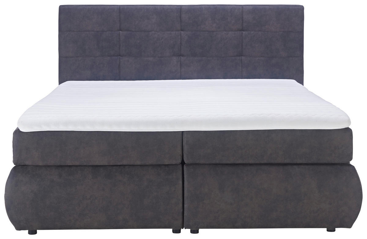 BOXSPRINGBETT 180/200 cm  in Dunkelgrau  - Dunkelgrau/Schwarz, Konventionell, Kunststoff/Textil (180/200cm) - Voleo
