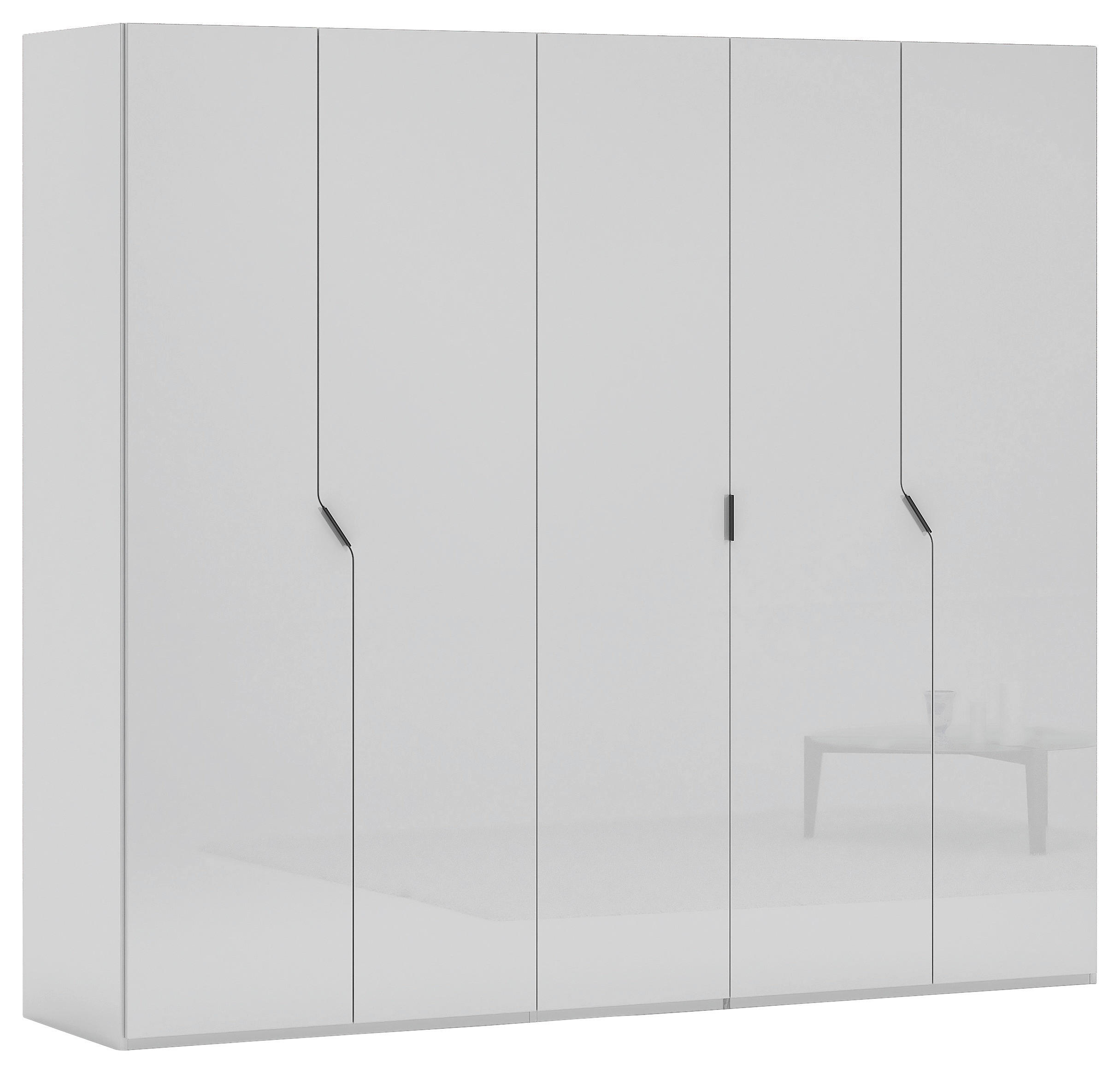 DREHTÜRENSCHRANK 250/223/62 cm,  in Weiß Hochglanz, 5-türig  - Weiß Hochglanz/Schwarz, Design, Holzwerkstoff/Metall (250/223/62cm) - Novel