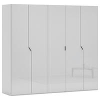 DREHTÜRENSCHRANK 250/223/62 cm,  in Weiß Hochglanz, 5-türig  - Weiß Hochglanz/Schwarz, Design, Holzwerkstoff/Metall (250/223/62cm) - Novel