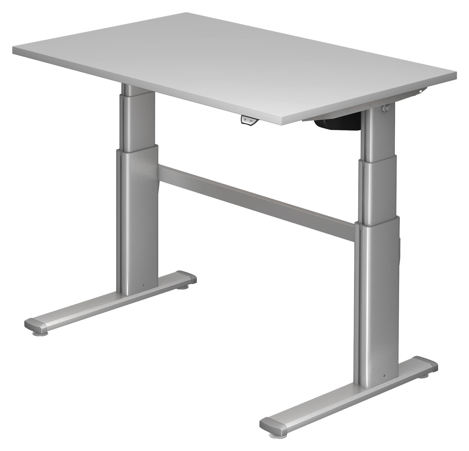 SCHREIBTISCH höhenverstellbar  - Silberfarben/Grau, Design, Holzwerkstoff/Metall (120/80/66-130cm) - Venda