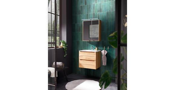 SPIEGELSCHRANK 60/70/20 cm  - Eichefarben/Schwarz, KONVENTIONELL, Glas/Holz (60/70/20cm) - Linea Natura