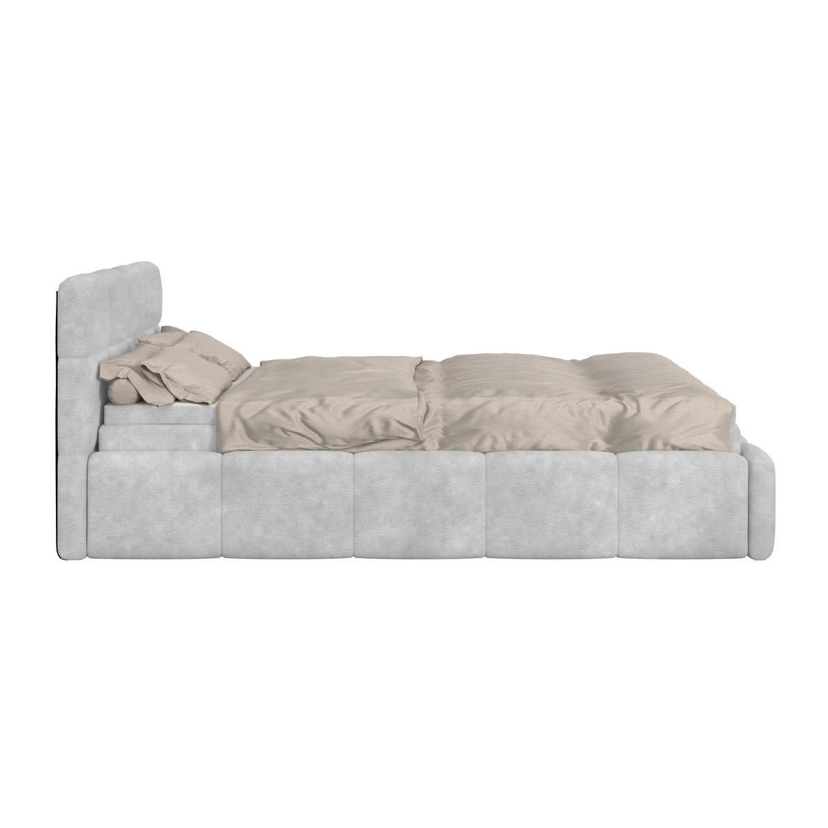 POLSTERBETT 120/200 cm,  in Hellgrau, Matratze, Bettkasten, H3 = fest  - Hellgrau/Schwarz, Trend, Kunststoff/Textil (120/200cm)