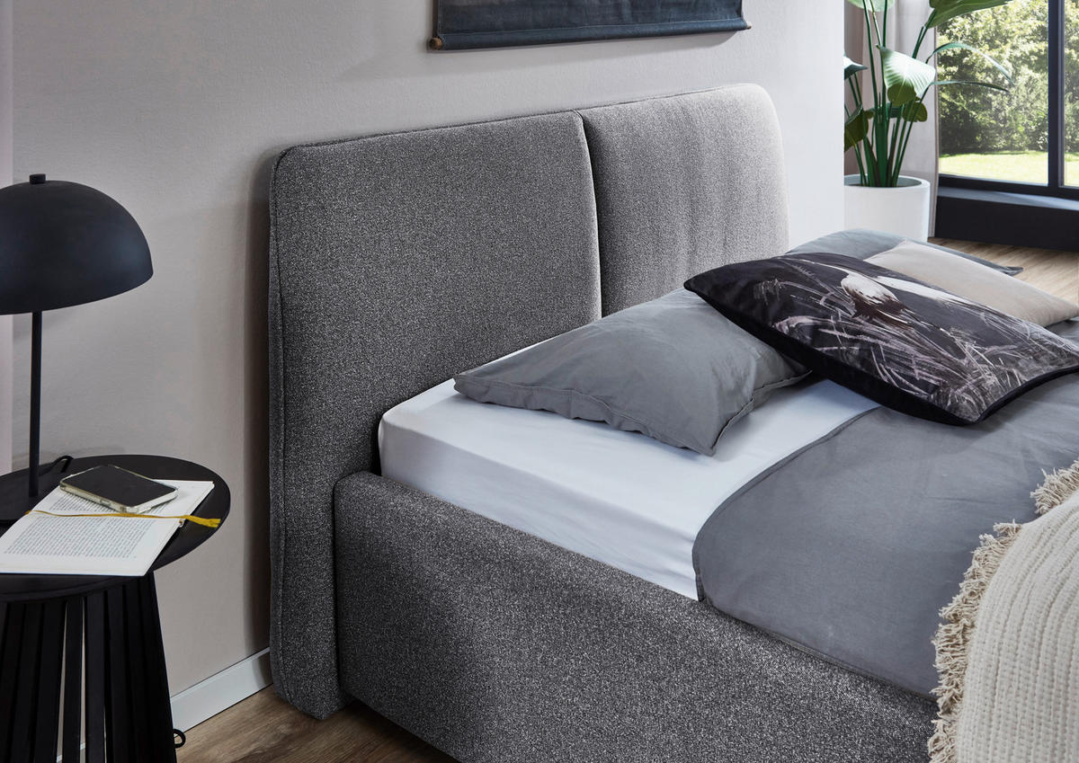 POLSTERBETT 140/200 cm,  in Grau,  - Schwarz/Grau, Design, Holz/Textil (140/200cm) - Stylife