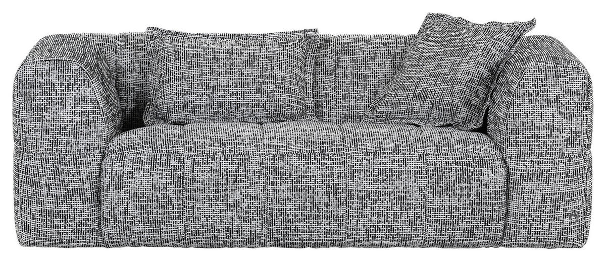 3-SITZER-SOFA in Chenille Grau, Schwarz, Weiss  - Weiss/Schwarz, Design, Kunststoff/Textil (205/70/109cm)
