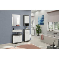 BADEZIMMER 4-teilig  in 97 cm  - Chromfarben/Weiß Hochglanz, MODERN, Holzwerkstoff/Kunststoff (97cm) - MID.YOU