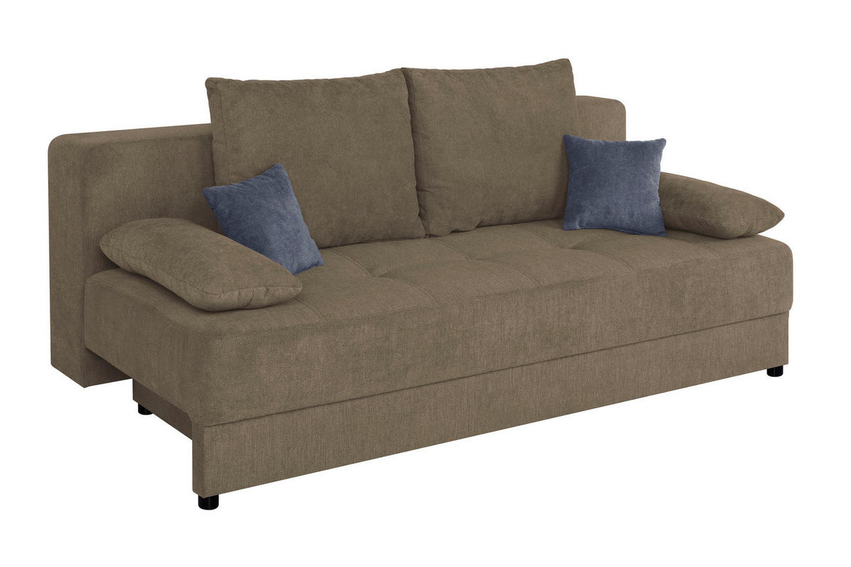 SCHLAFSOFA  mit Liegefunktion, Rücken echt Braun  - Schwarz/Braun, Design, Kunststoff/Textil (200/90/103cm) - P & B