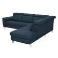 ECKSOFA in Echtleder Dunkelblau  - Alufarben/Dunkelblau, Design, Leder/Metall (271/242cm) - Cantus