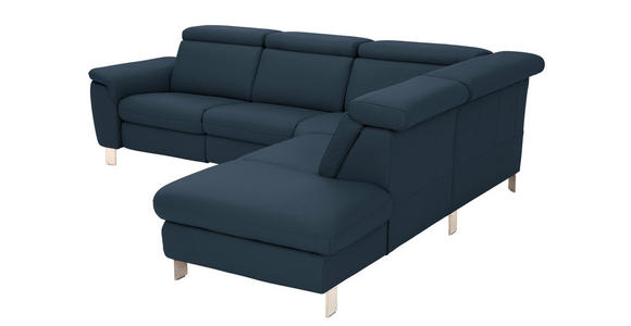 ECKSOFA in Echtleder Dunkelblau  - Alufarben/Dunkelblau, Design, Leder/Metall (271/242cm) - Cantus