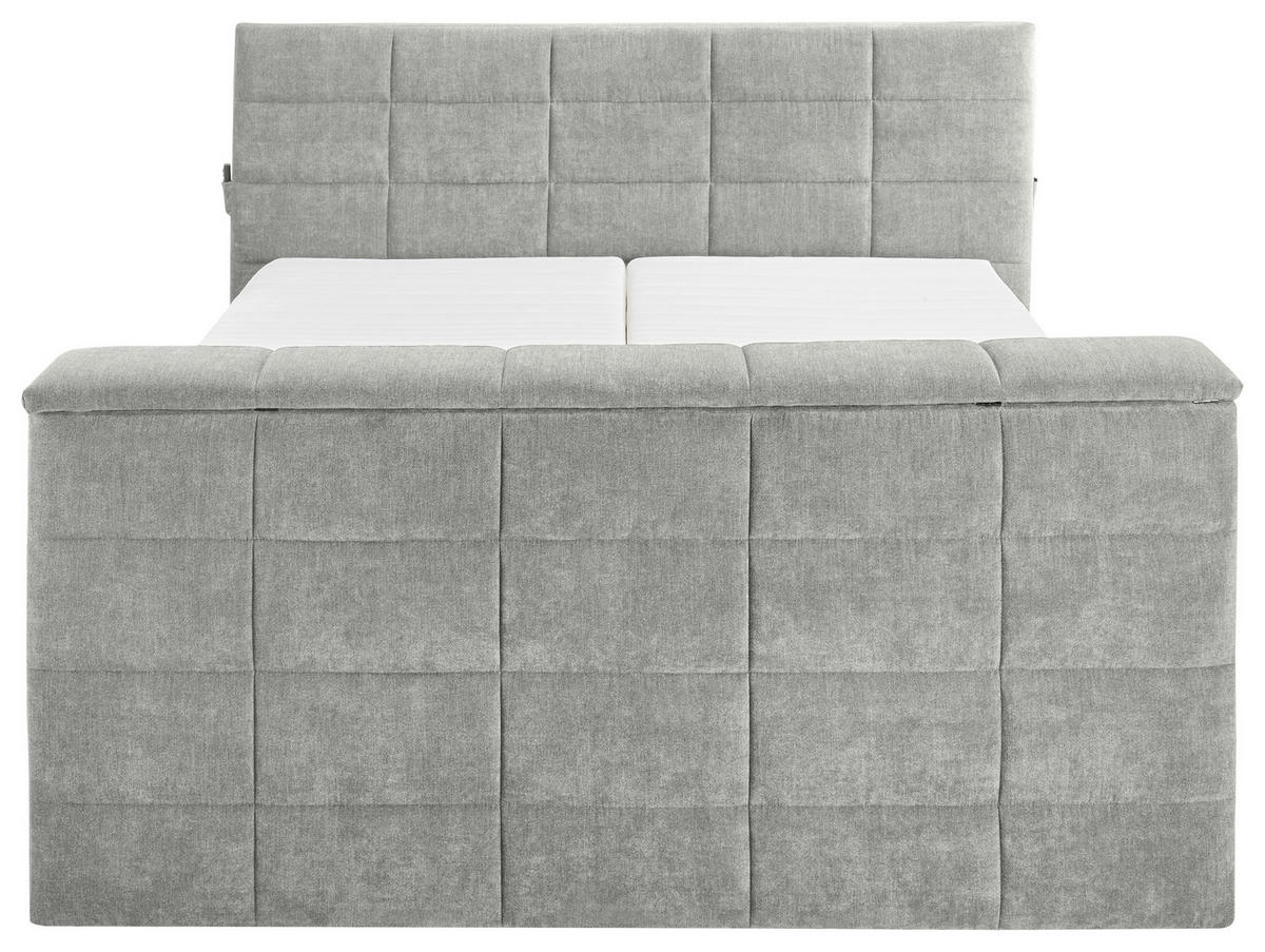 BOXSPRINGBETT 180/200 cm,  in Schlammfarben, Matratze, Topper, motorische Verstellbarkeit, Fernbedienung, unterschiedliche Matratzenhärtegrade je Bettseite, Wendematratze mit unterschiedlichen Härtegraden, H2 + H3 = mittel + fest  - Schlammfarben, KONVENTIONELL, Textil (180/200cm) - Boxxx