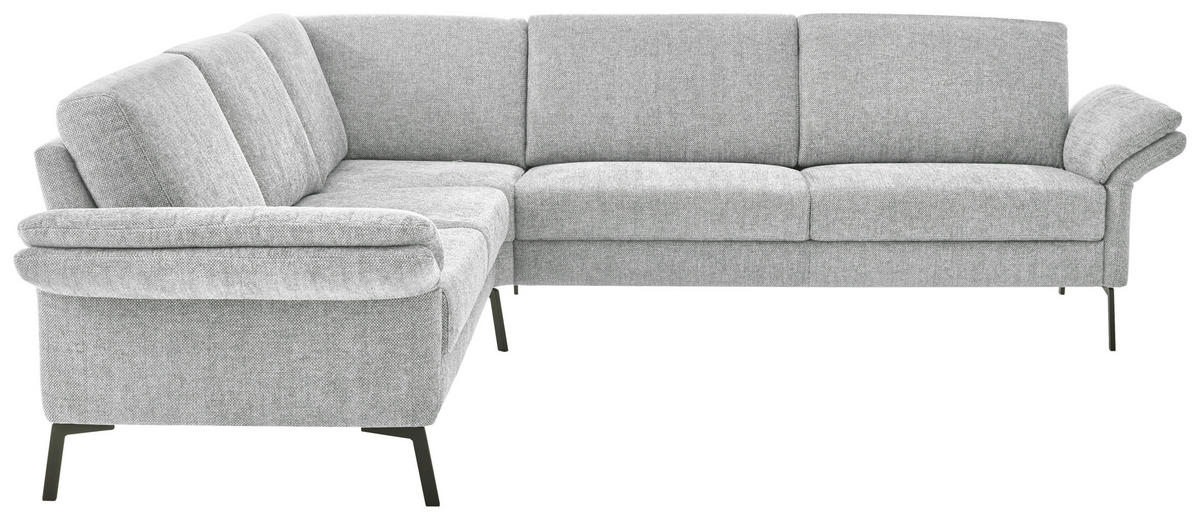 ECKSOFA Platinfarben Flachgewebe  - Platinfarben/Schwarz, KONVENTIONELL, Textil/Metall (253/273cm) - Pure Home Comfort