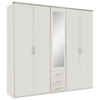 Șifonier, 225/210/58 cm, alb - argintiu/alb, Konventionell, sticlă/material pe bază de lemn (225/210/58cm) - MID.YOU