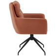 ARMLEHNSTUHL  in Eisen Mikrofaser  - Cognac/Schwarz, Design, Textil/Metall (62/89,5/65cm) - Novel