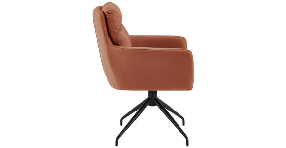 ARMLEHNSTUHL in Eisen Mikrofaser - Cognac/Schwarz, Design, Textil/Metall (62/89,5/65cm) - Novel